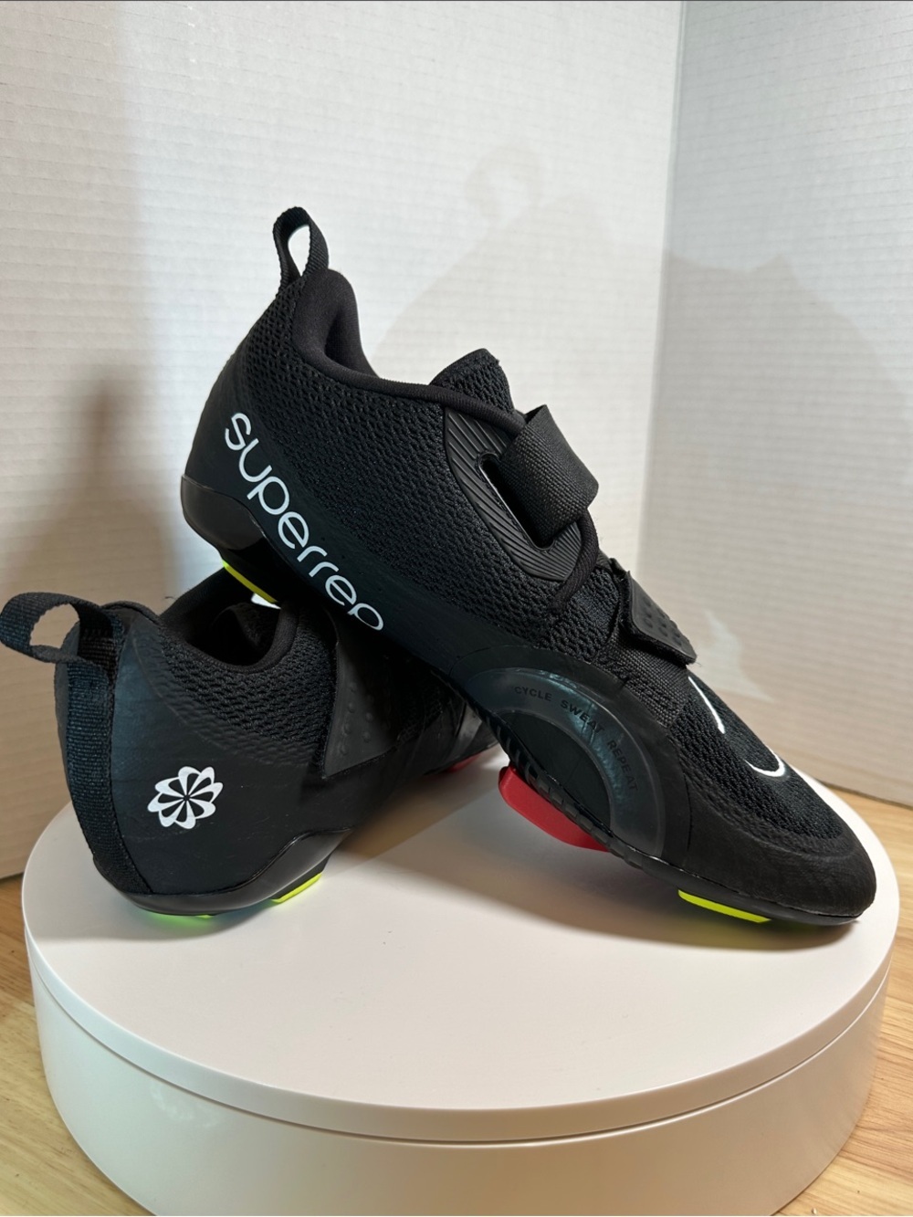 Men’s Nike V02 Superrep Black Cycling Shoes with Neon Accents